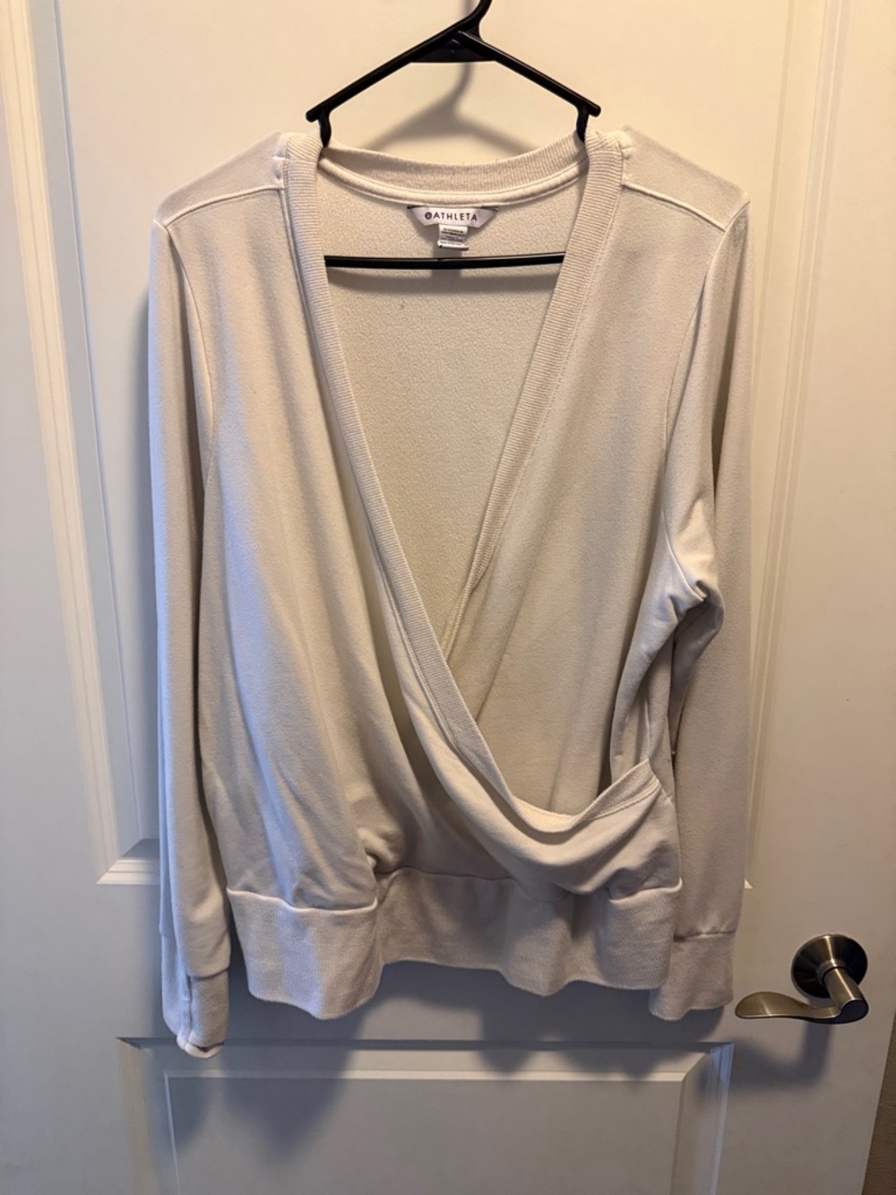 Athleta Ivory Wrap-Front Long Sleeve Top